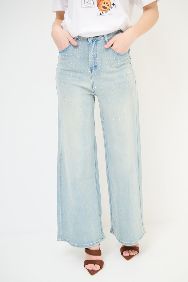 Light Wash Glimmer Embellished Denim Pant main image 1