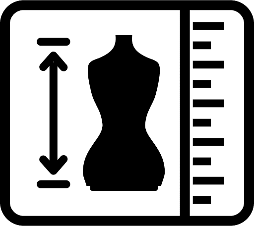 Size guide icon representing LEIVIP clothing measurement and sizing information for boutique buyers.