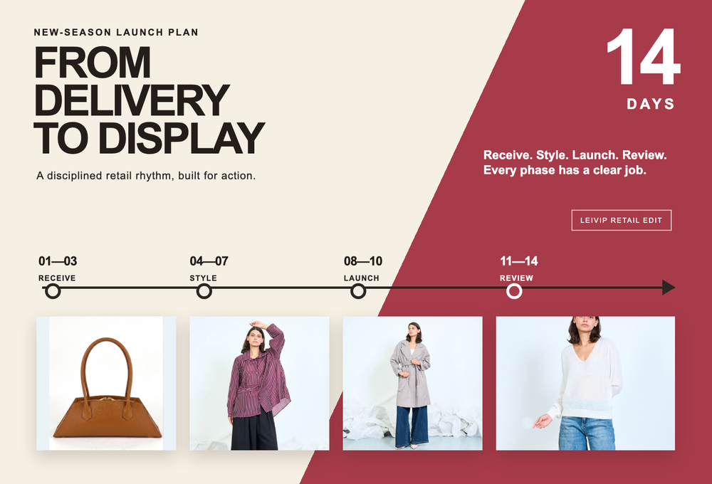 From Delivery to Display: A 14-Day New-Season Launch Plan