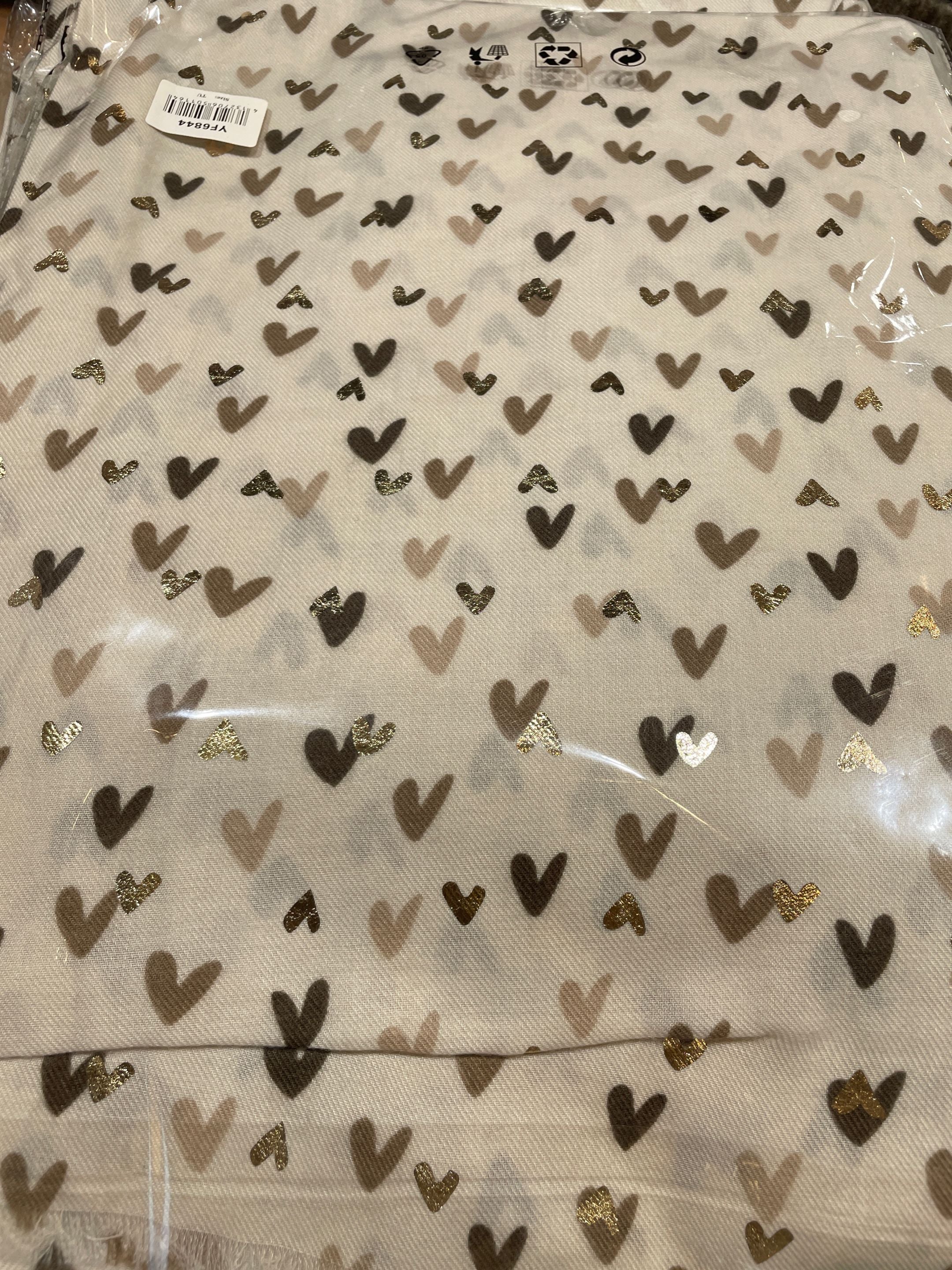 Metālisks Heart-Print Viskozes maisījuma šalle - 1. attēls