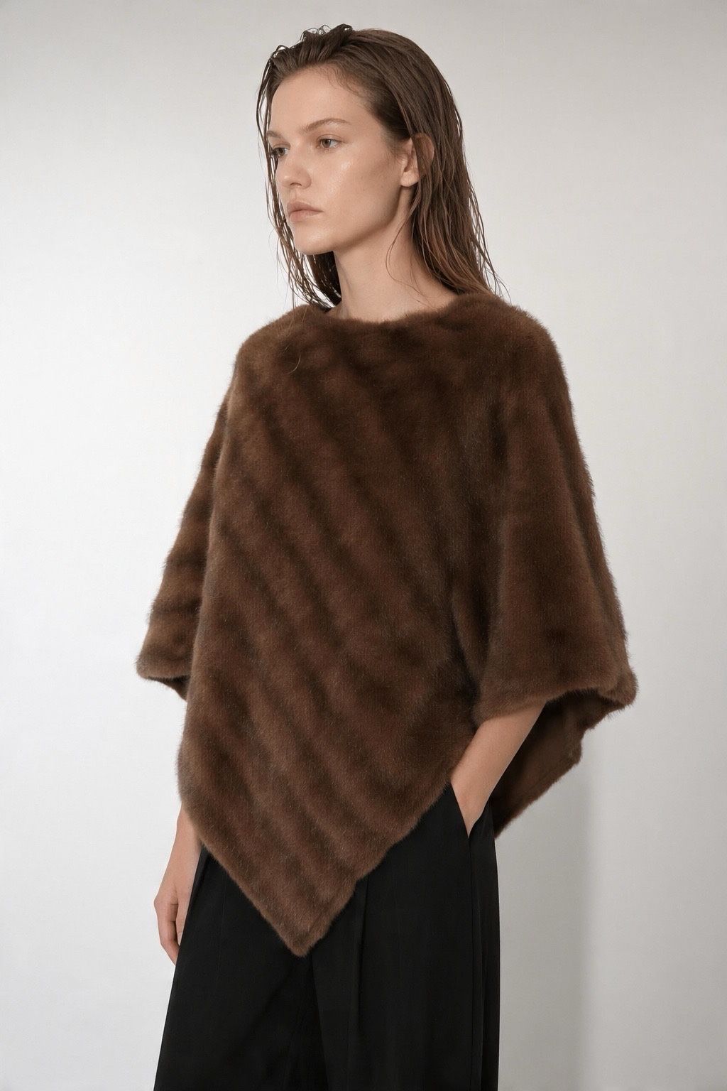 Mink-Effect Faux-Fur Poncho wholesale - image 1
