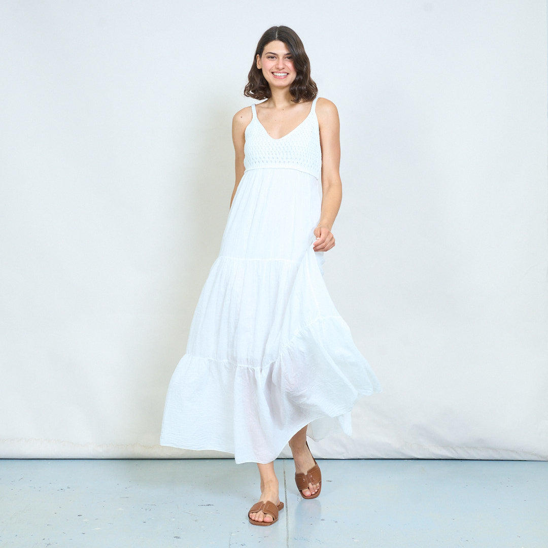 Crochet bodice tiered maxi dress wholesale – LEIVIP