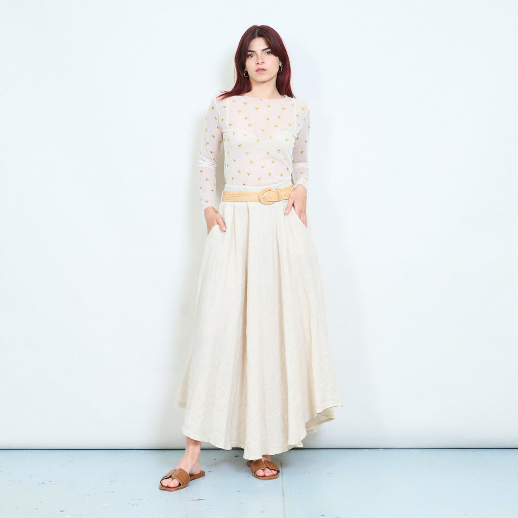 chinese dress ladies Maxi linen dress AGRA in White main image 0