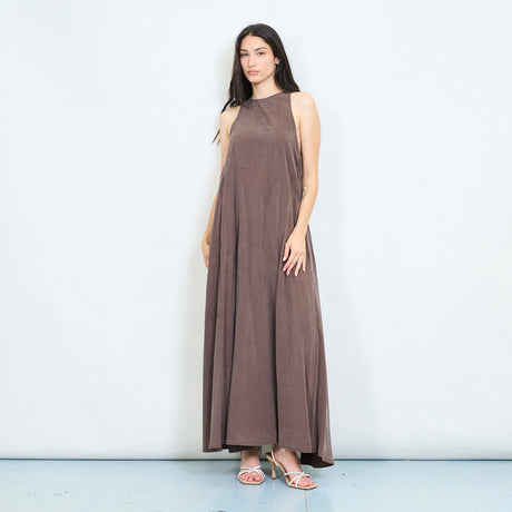 Minimal open back flowy maxi dress wholesale – LEIVIP