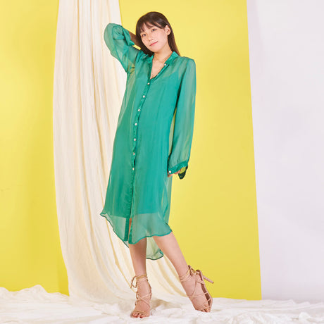 silk chiffon tunic dress Chiffon Coral Pink Silk Long Tunic Dress Amanda Mills