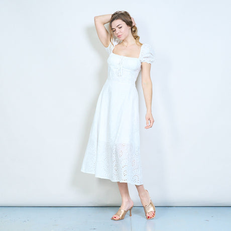 lace floral eyelet midi dress Walk in the Garden Eyelet Lace Midi Dress