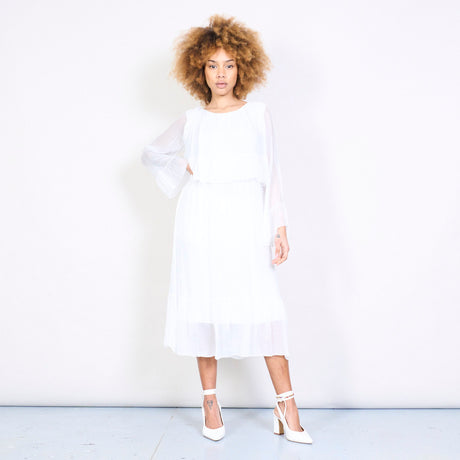 Flowy midi slik dress with layered ruffles wholesale – LEIVIP