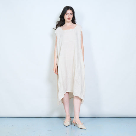 Sleeveless linen blend relaxed midi dress wholesale – LEIVIP