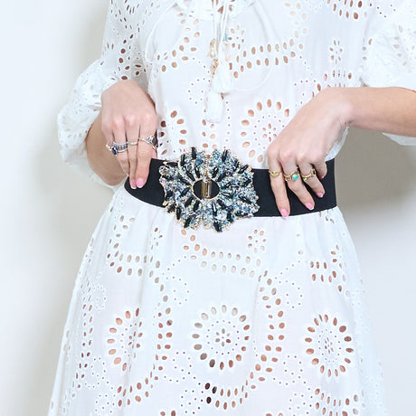 Floral Buckle Elastic Belt Flower Alloy Buckle Elastic Belt – Charming Charlie main image 4