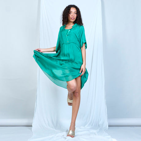 silk chiffon tunic dress DVF Diane Von Furstenberg INIKO Silk Chiffon Tunic Dress Garden Aubergine  $398