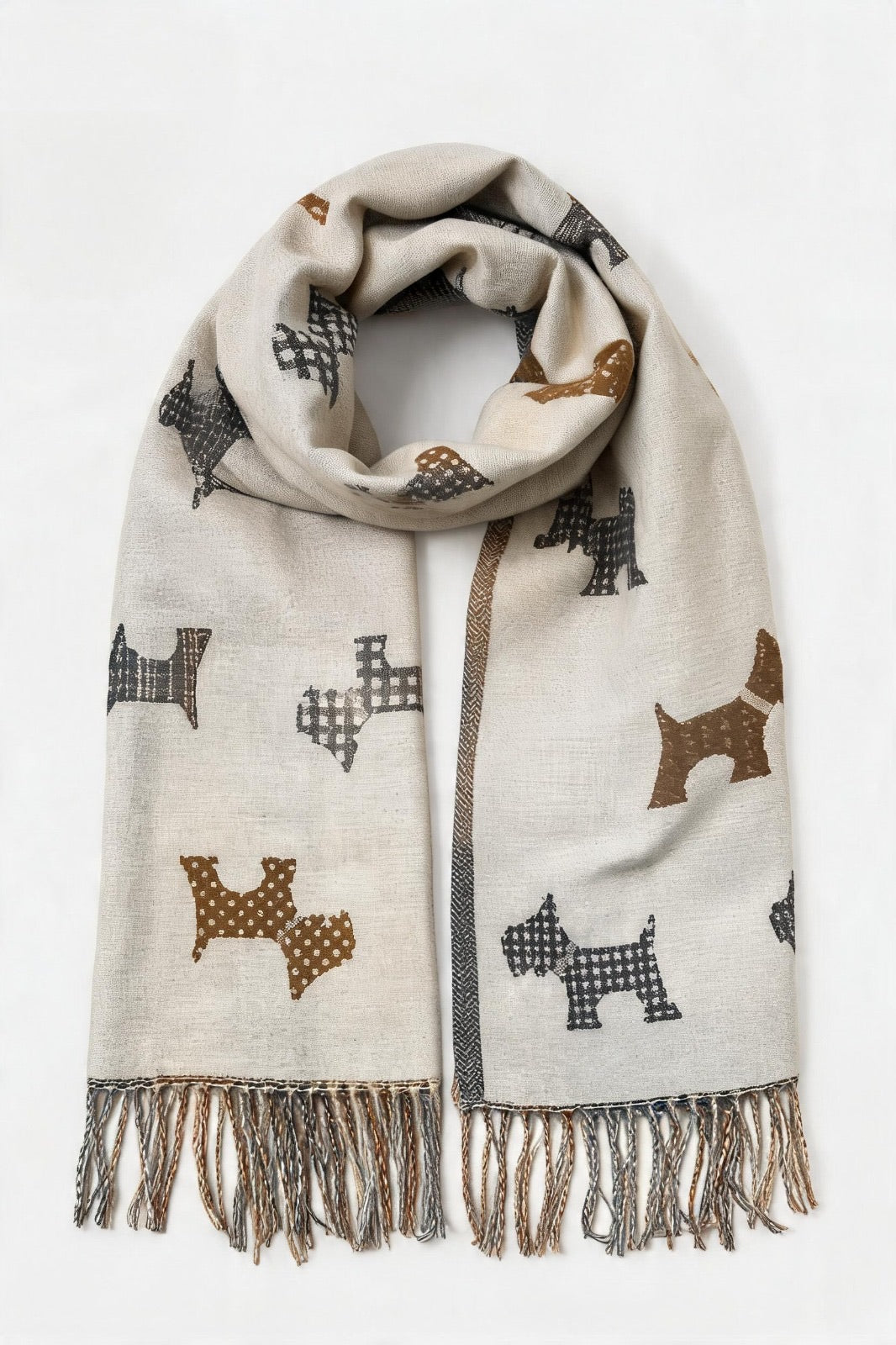 Dog-Motif Fringed Scarf wholesale - image 1