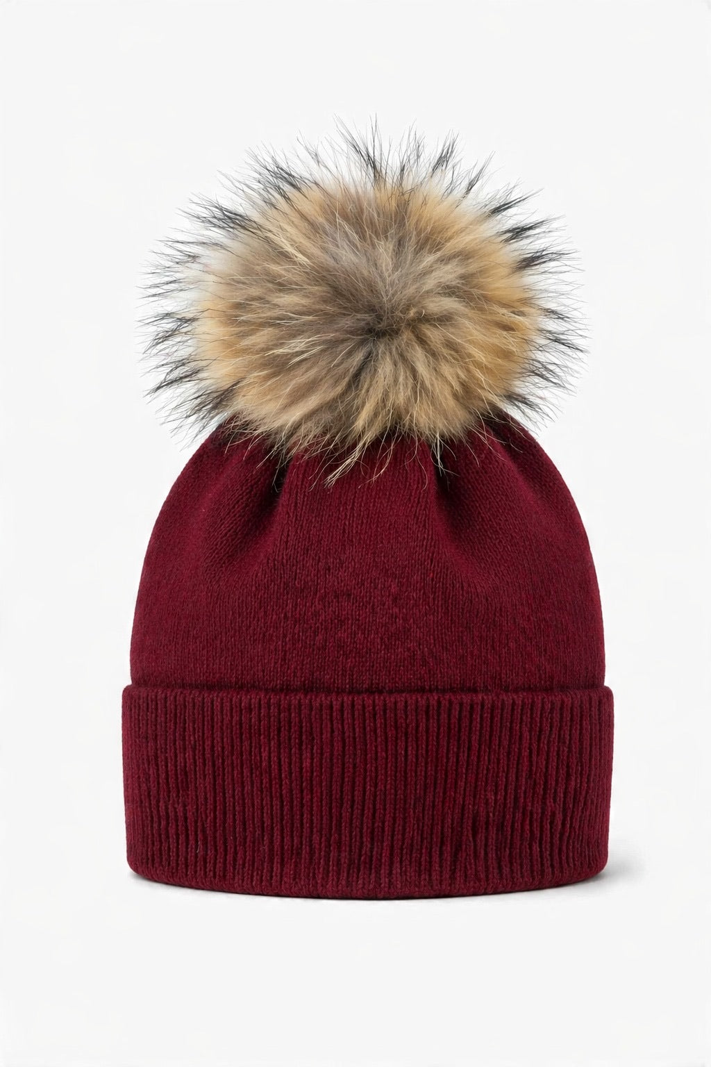 Bonnet côtelé en mélange de fourrure de Murmasky et pompon en Angora en gros - image 1