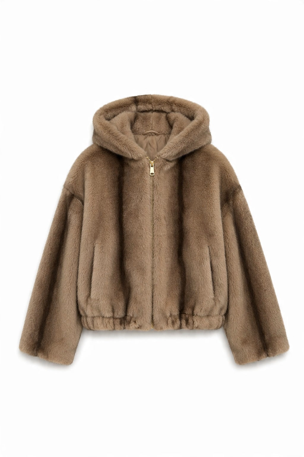 Bomber à capuche en fausse fourrure effet vison en gros - image 1