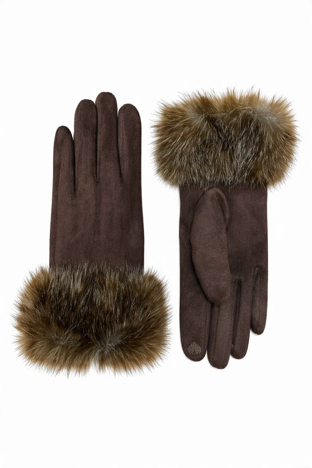 Gants à manchettes larges effet vison en gros - image 1