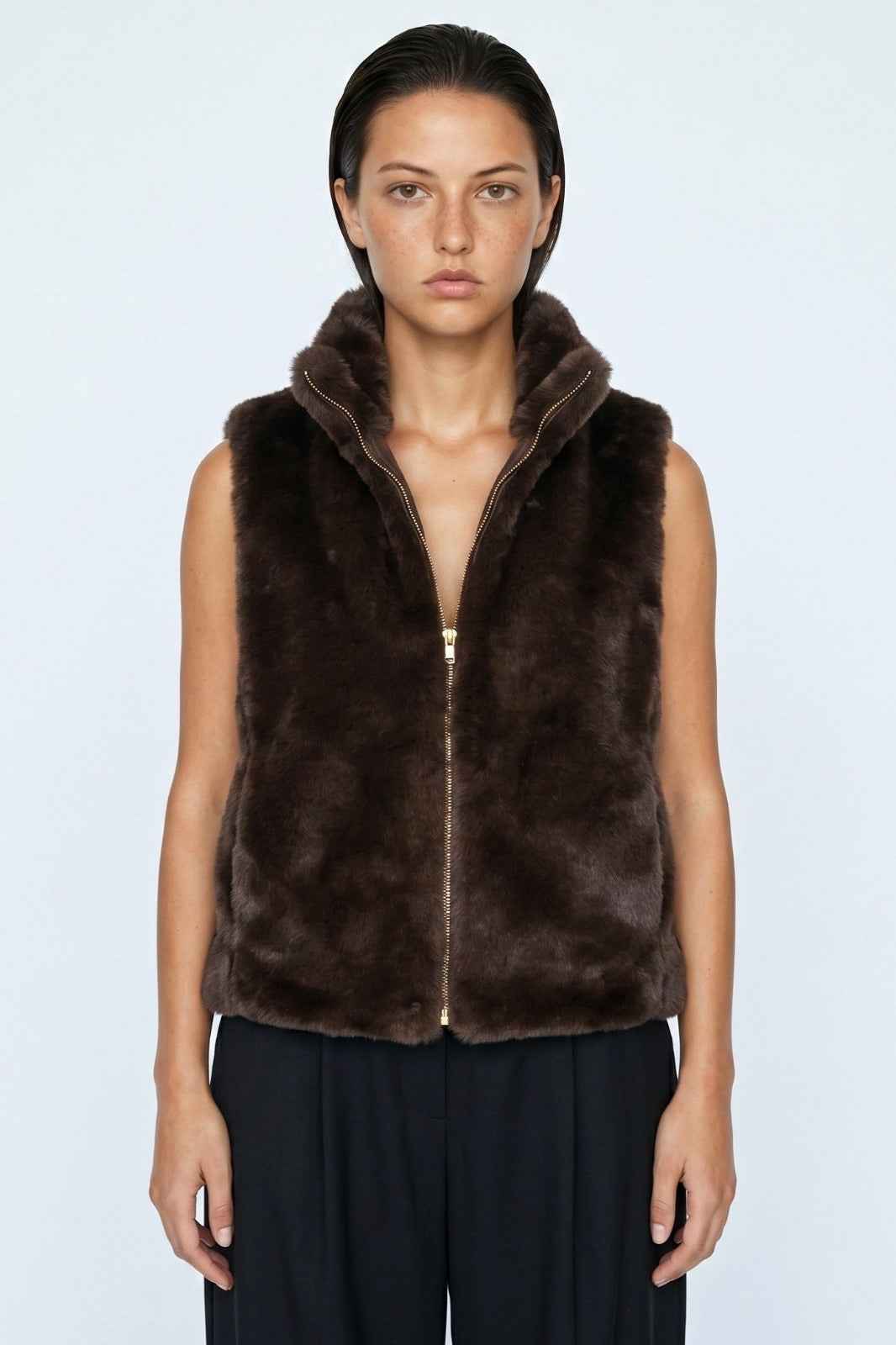 Gilet reversibile con cerniera in pelliccia sintetica peluche all'ingrosso - immagine 3