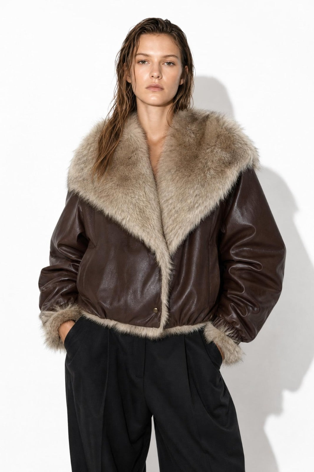 Veste réversible effet shearling en faux suède en gros - image 1