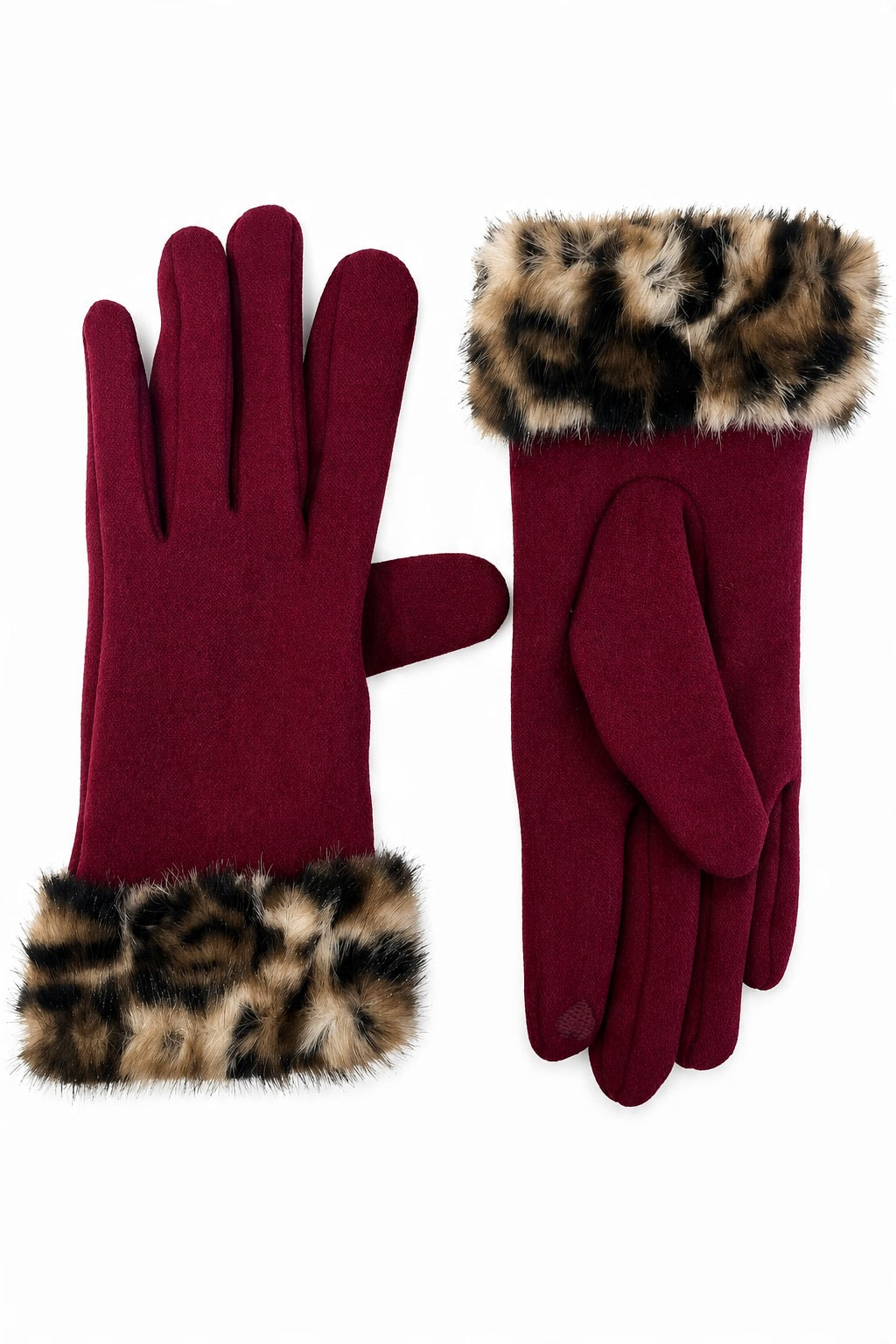 Leopard faux-fur manchethandsker engros - billede 1