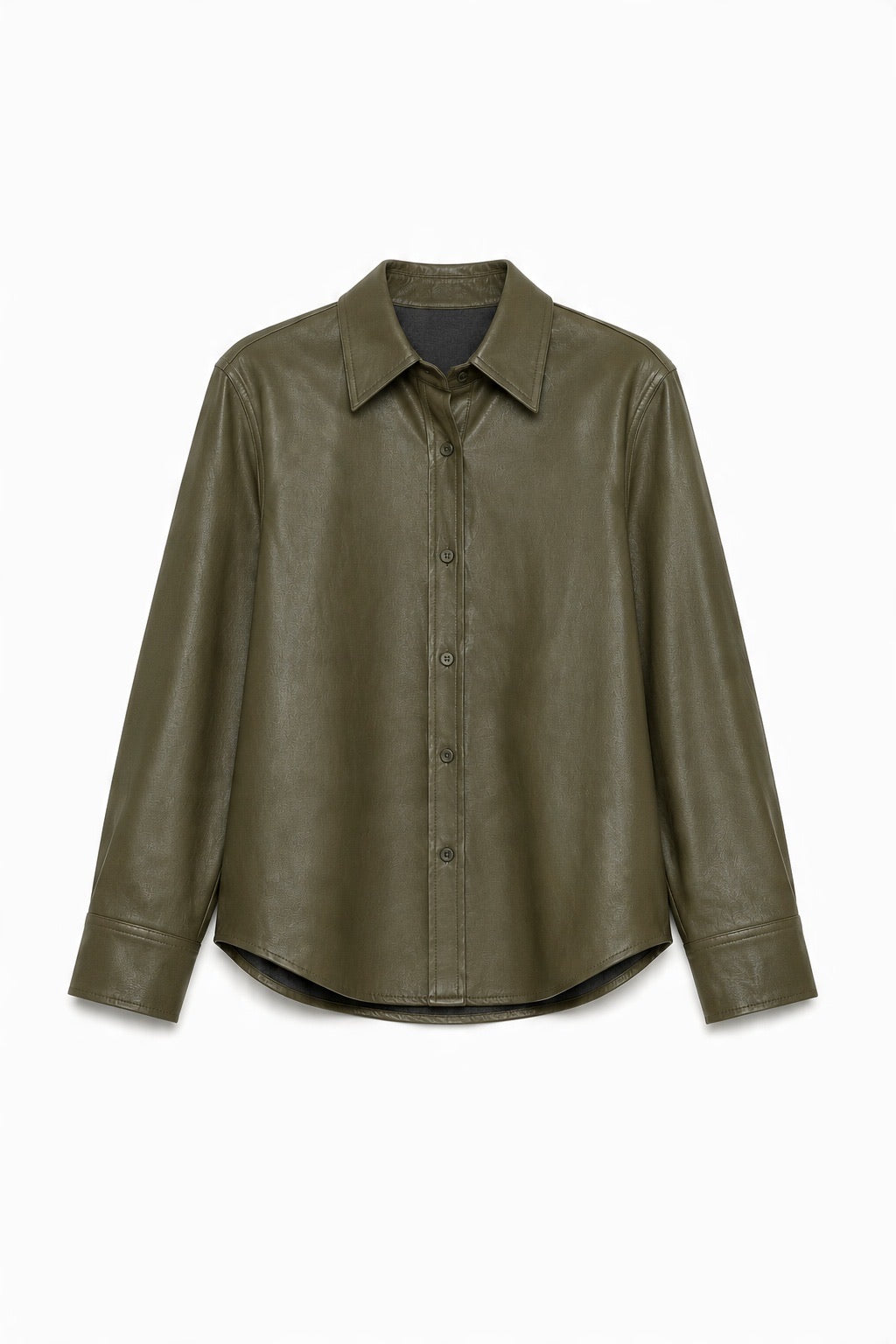 Button-Front Faux-Leather Shirt - image 1