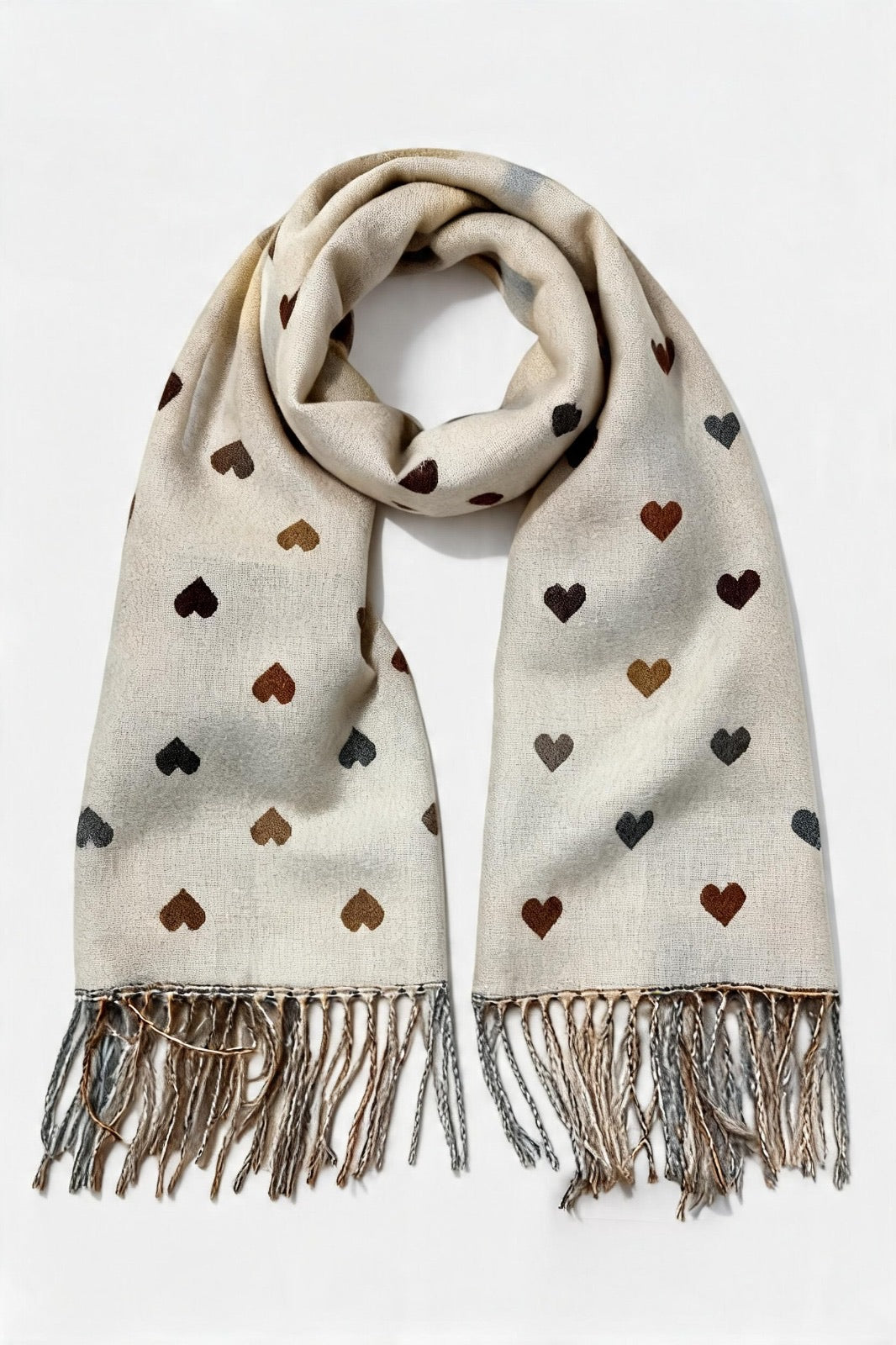 Heart-Print Fringed Scarf wholesale - image 1