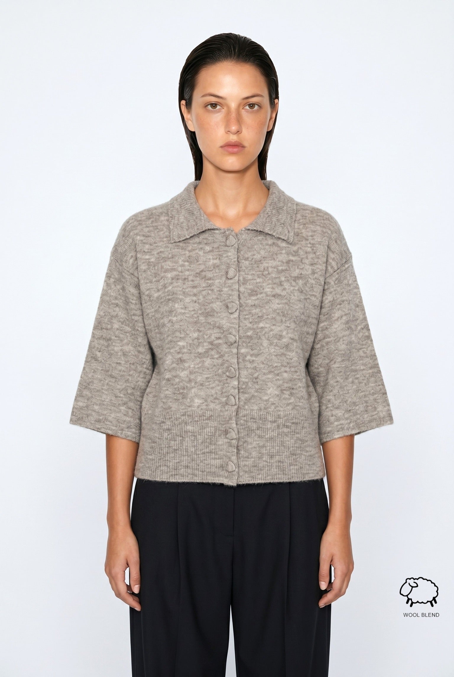 Short-Sleeve Wool-Blend Cardigan wholesale - image 1
