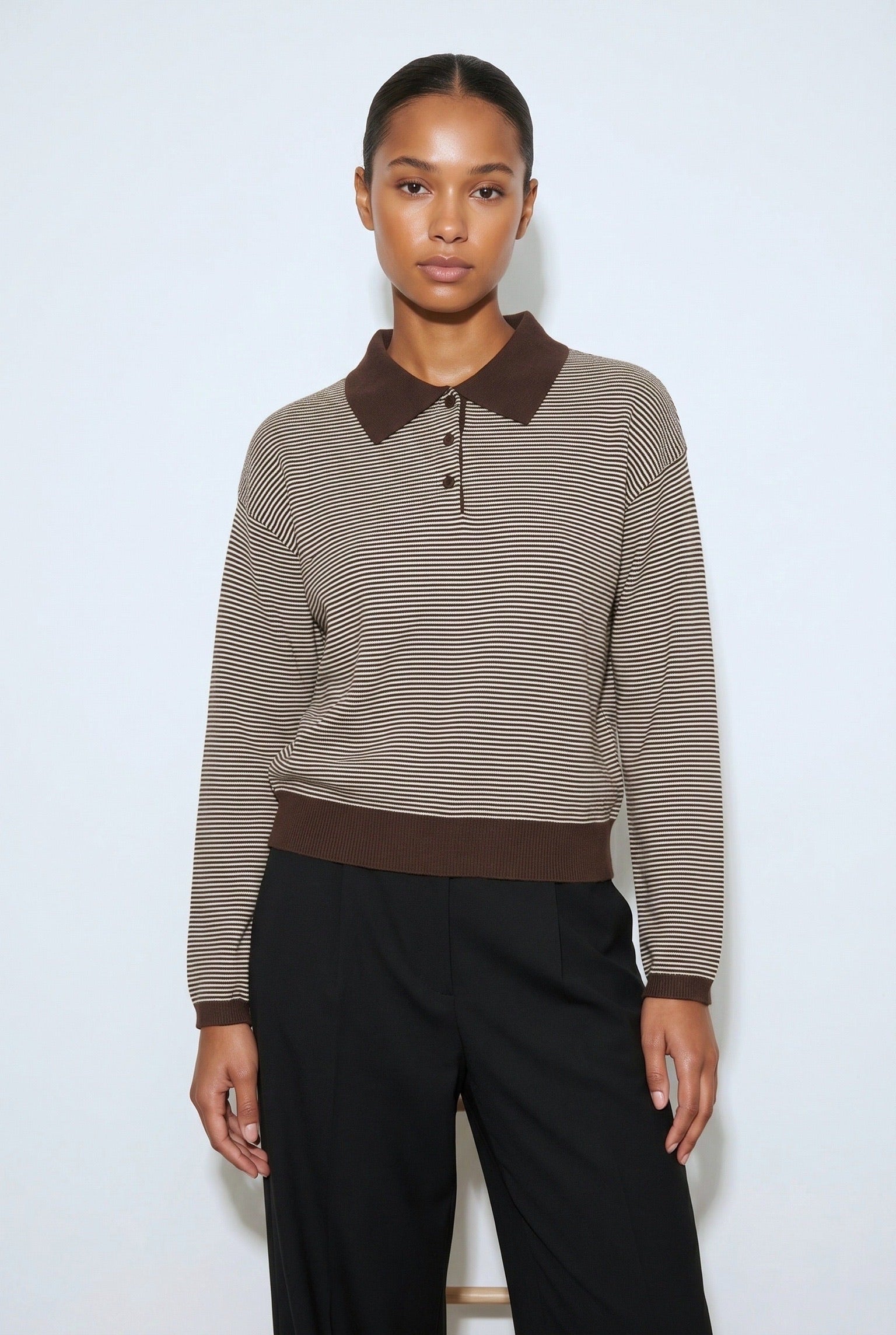 Polopullover aus Angoramischung mit Kontrastkragen im Großhandel – Bild 1