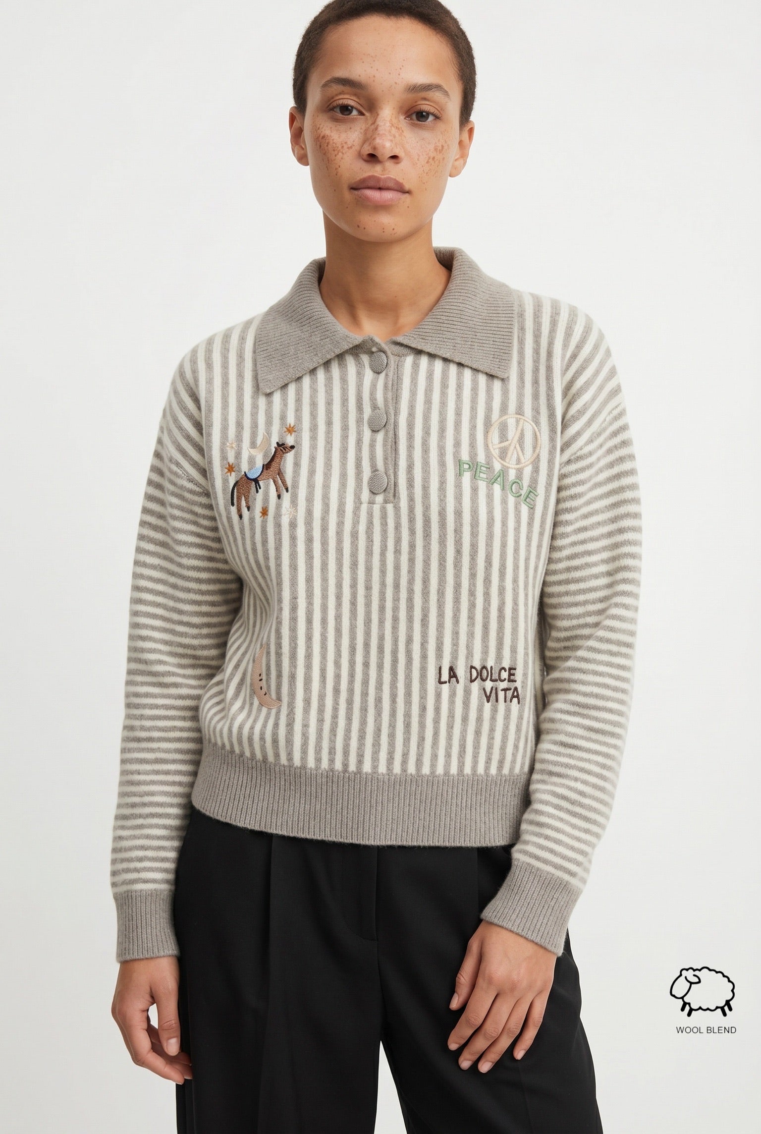Embroidered Polo Wool-Blend Sweater wholesale - image 1