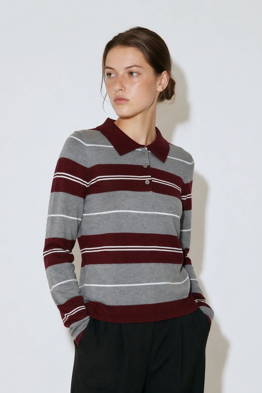 Colour-Block Striped Wool-Blend Polo Sweater wholesale - image 1
