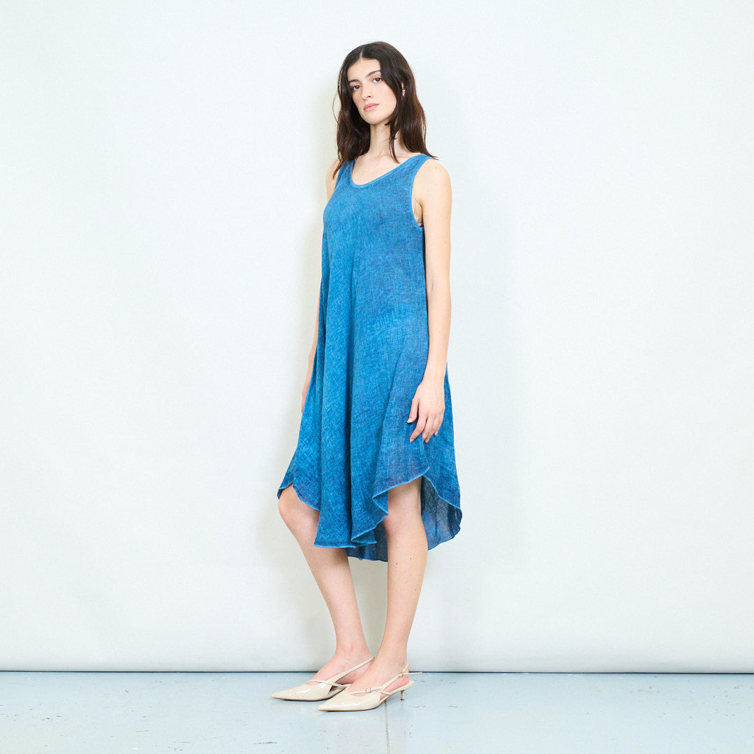 linen dress wholesale Wholesale LINEN DRESS WITH FLORAL PATTERN WITH SIDE POCKETS 94127 for your store