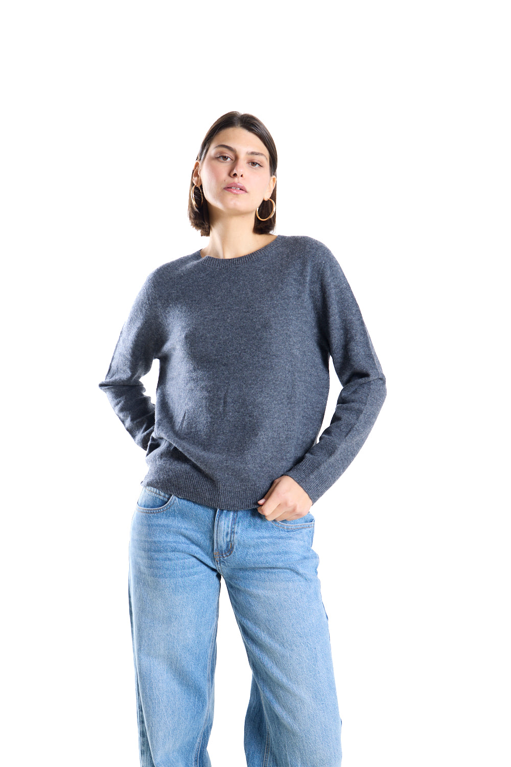 Anthracite Grey crew-Neck Sweater.