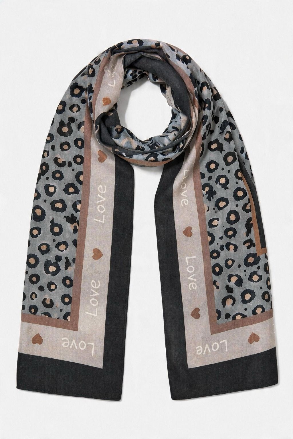 Love-Slogan Leopard-Print Scarf - image 1