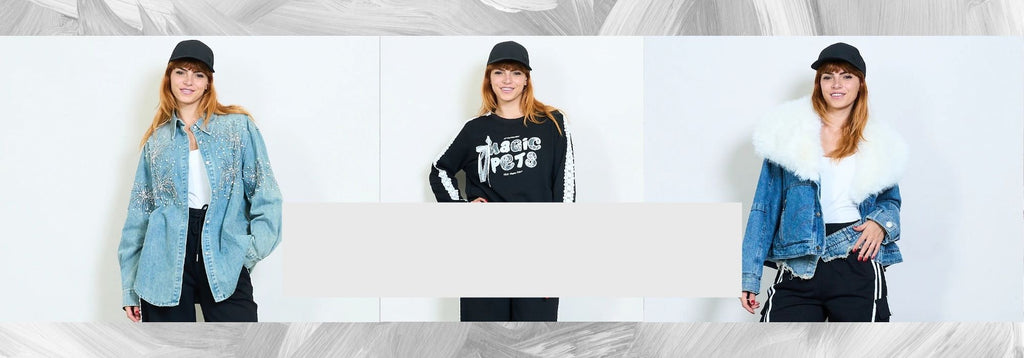 Models wearing denim and casual outfits representing LEIVIP fashion wholesale products, featured on the Returns and Refund policy page.
